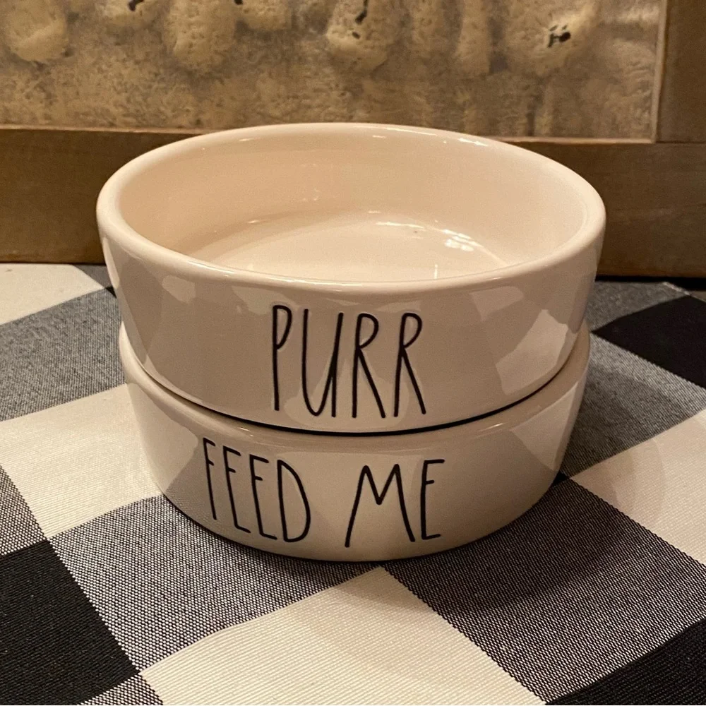 Rae Dunn small pet bowls - PURR and FEED ME - Brand new never used
